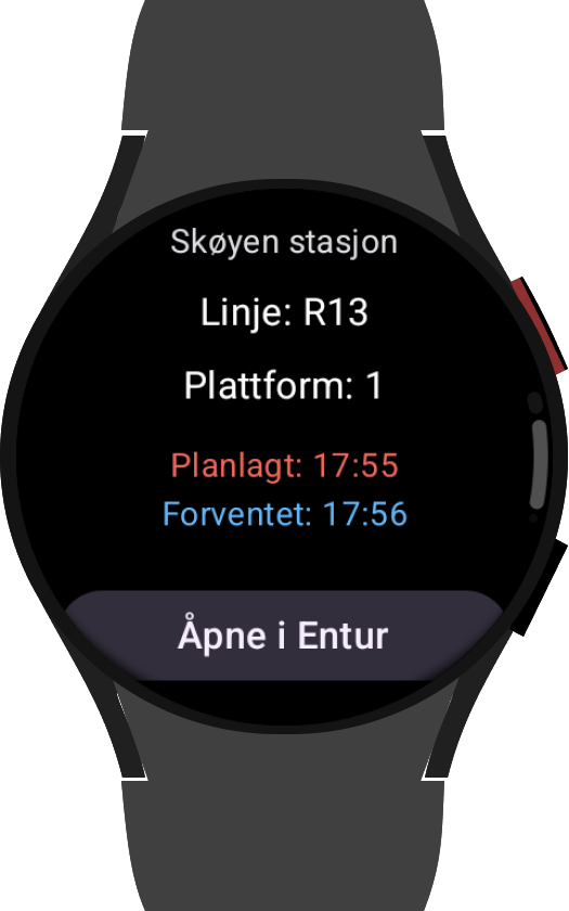 Detaljer med link til Entur app