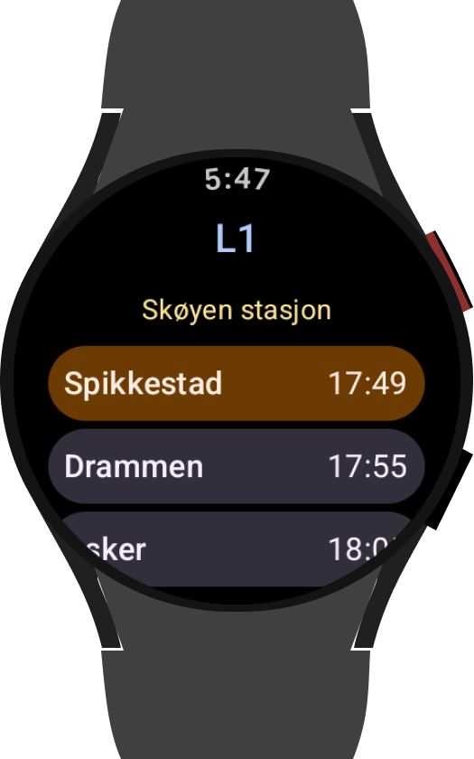Togavganger på Wear OS-klokke